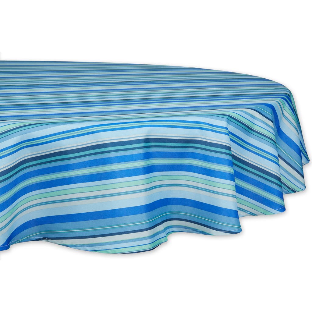 Dii Outdoor Printed Tablecloth 60 Round In Blue Ocean Stripe