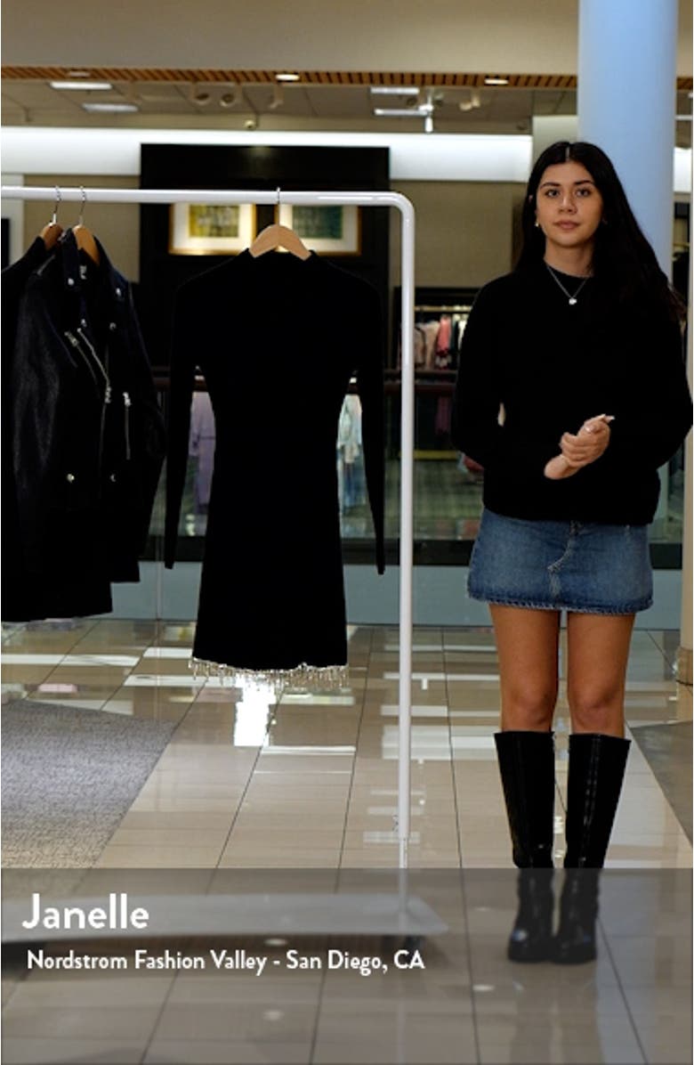 Flippa Embellished Fringe Long Sleeve Sweater Minidress, sales video thumbnail