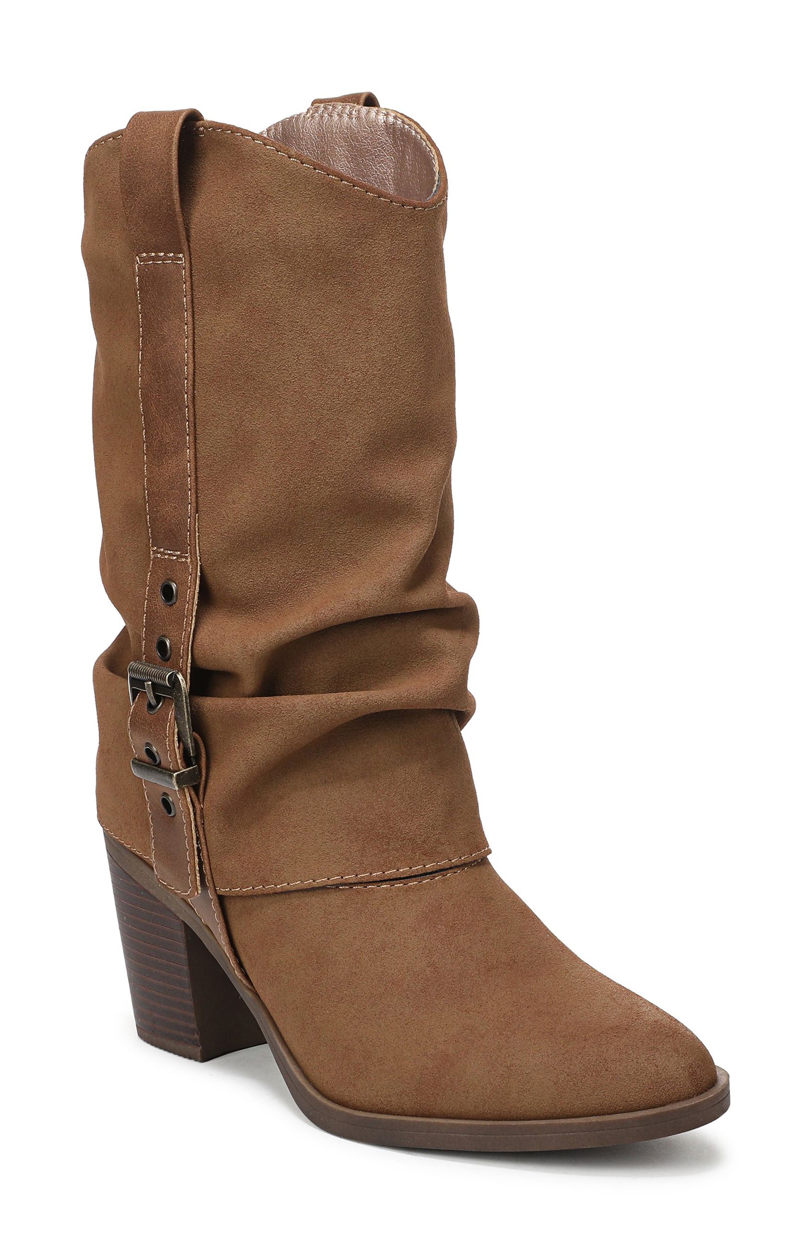 Carter Scrunch Western Boot, Main, color, TAN FAUX SUEDE