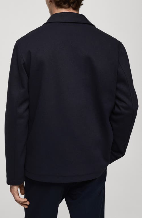 Mango Regular Fit Overshirt In Dark Navy