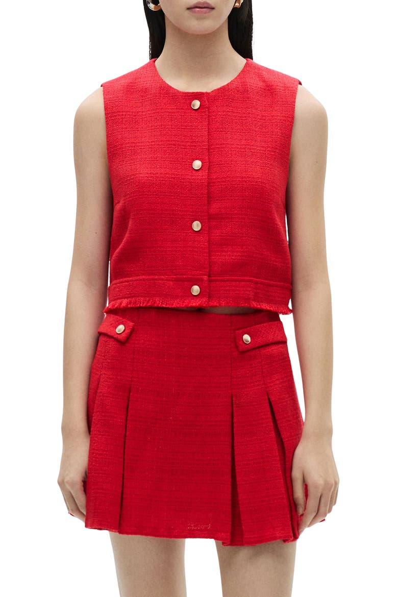 Tweed Crop Vest, Main, color, RED