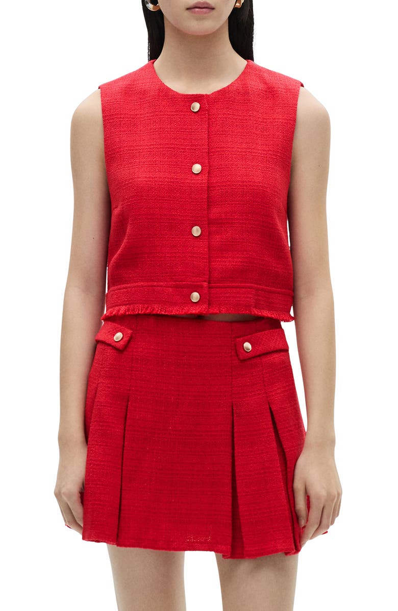 MANGO Tweed Crop Vest, Main, color, 