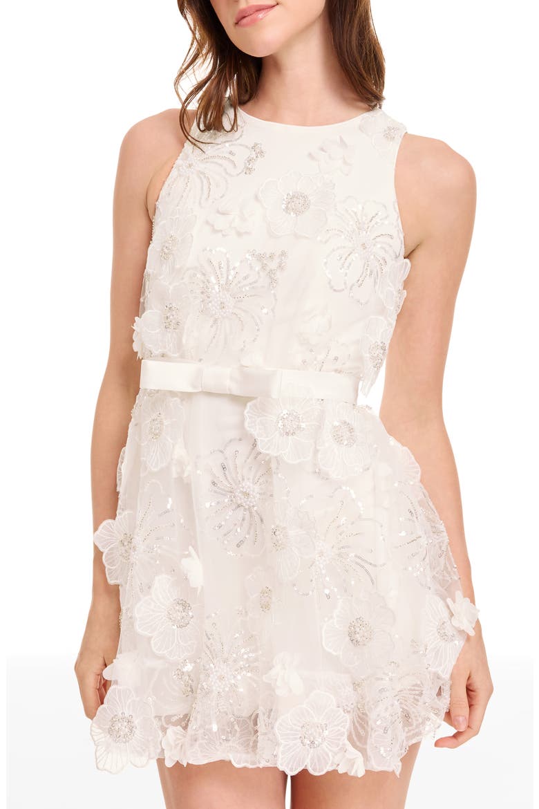 Adeline Sequin Beaded Minidress, Alternate, color, WHITE