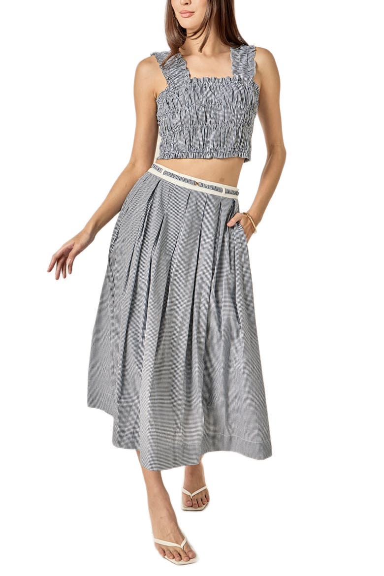 Colorblock Plaid Maxi Skirt, Alternate, color, BLUE