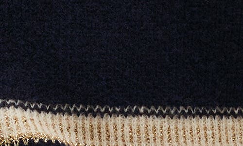Mango Perkins Collar Stripe Sweater In Dark Navy