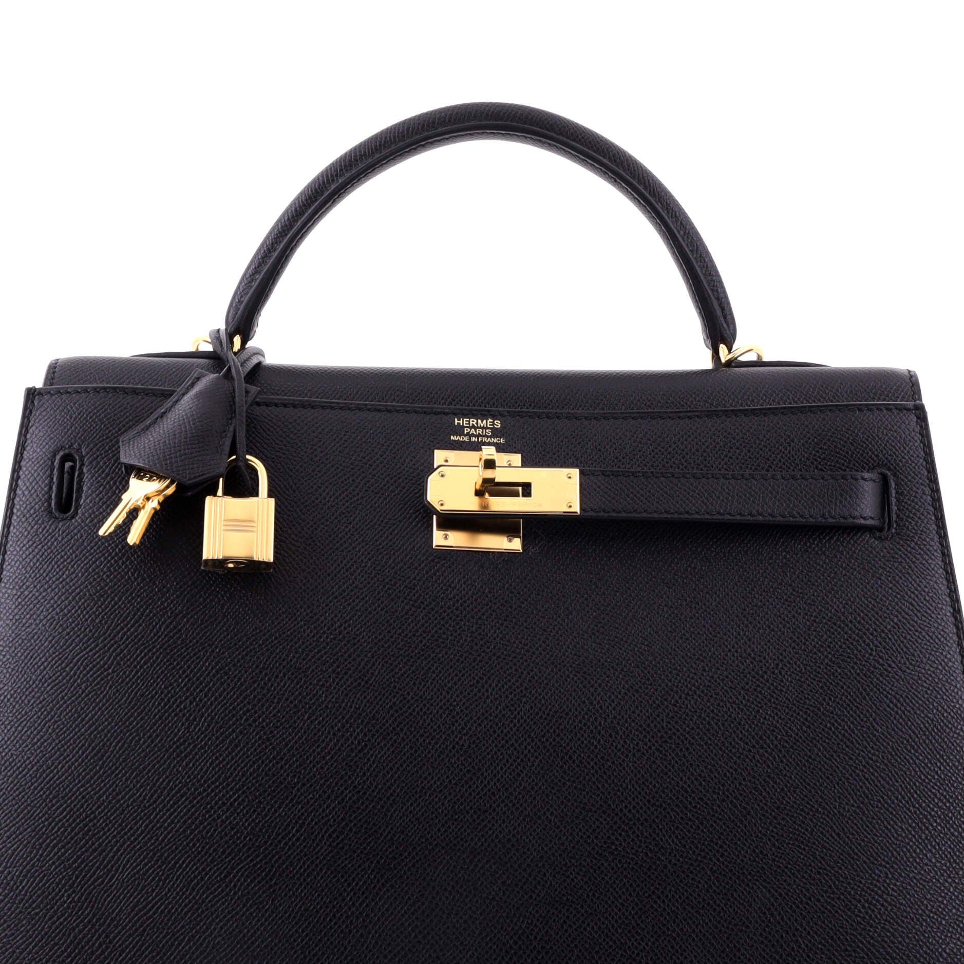 Kelly Handbag Black Epsom with Gold Hardware 32, Alternate, color, Black