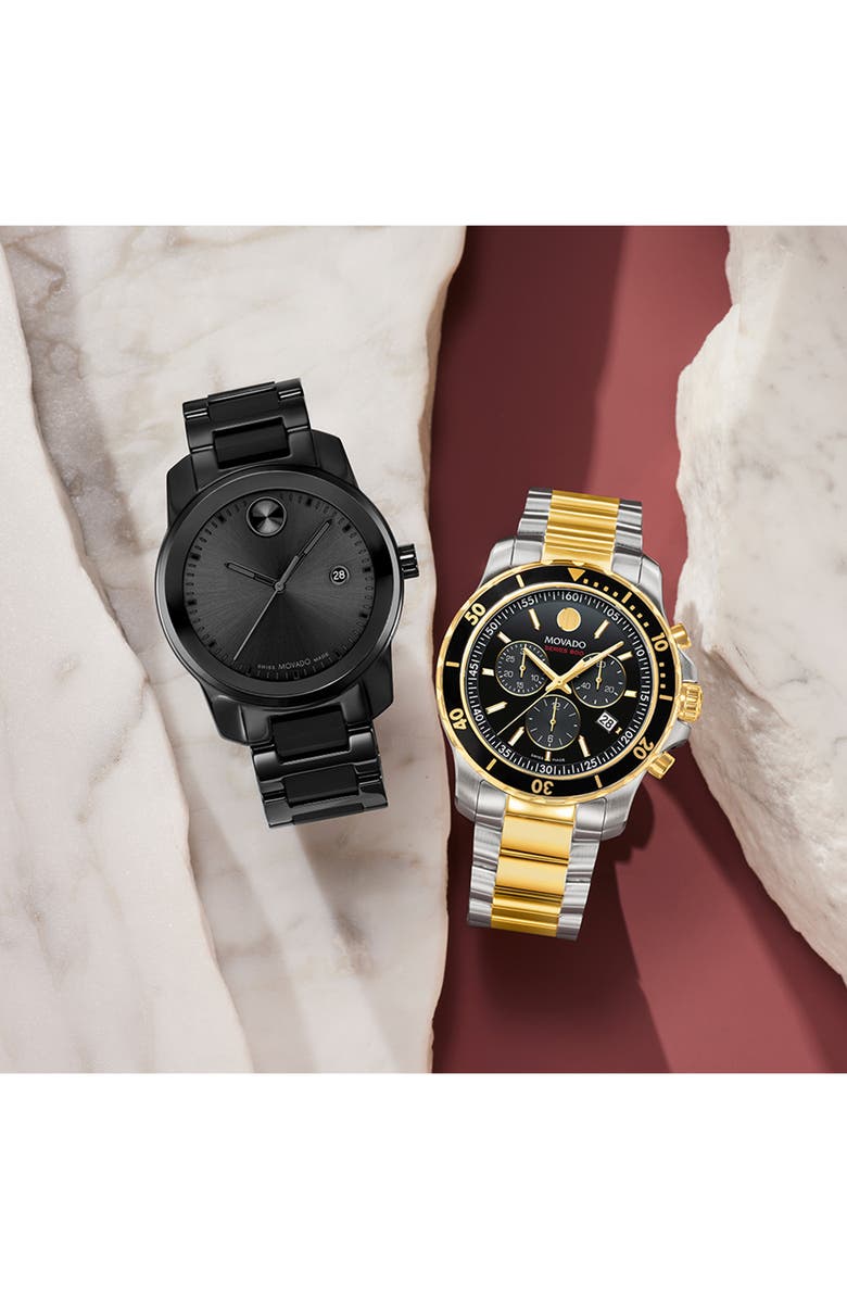 Movado
Series 800
Chronograph Bracelet Watch, 42mm, Alternate, color, Silver/ Black/ Gold