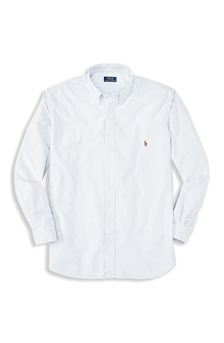 Polo Ralph Lauren Big & Tall Striped Oxford Sport Shirt, Alternate, color, Blue White