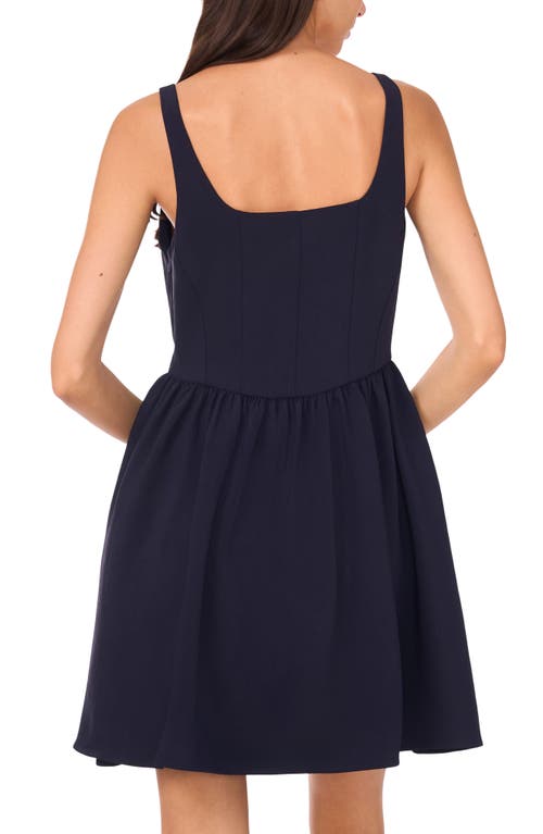 Cece Corset Bodice Fit & Flare Minidress In Blue