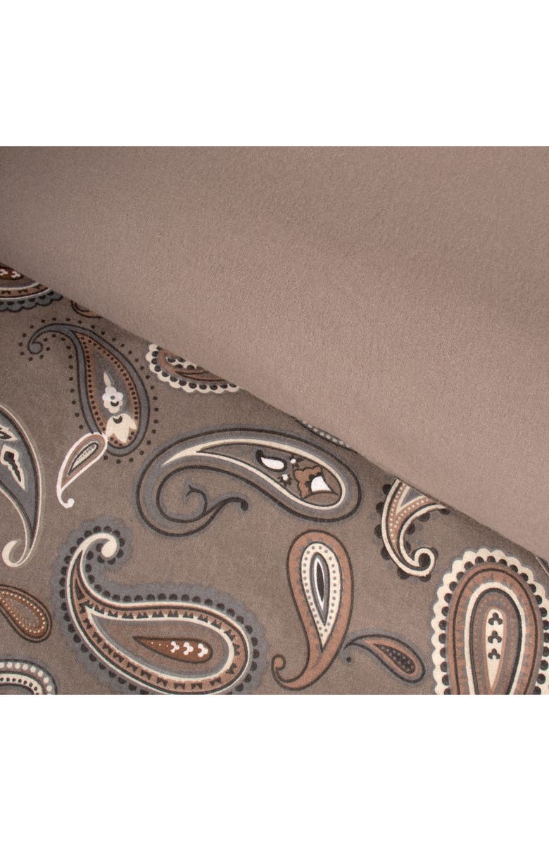 Superior Cotton Flannel Paisley Duvet Set, Alternate, color, Grey