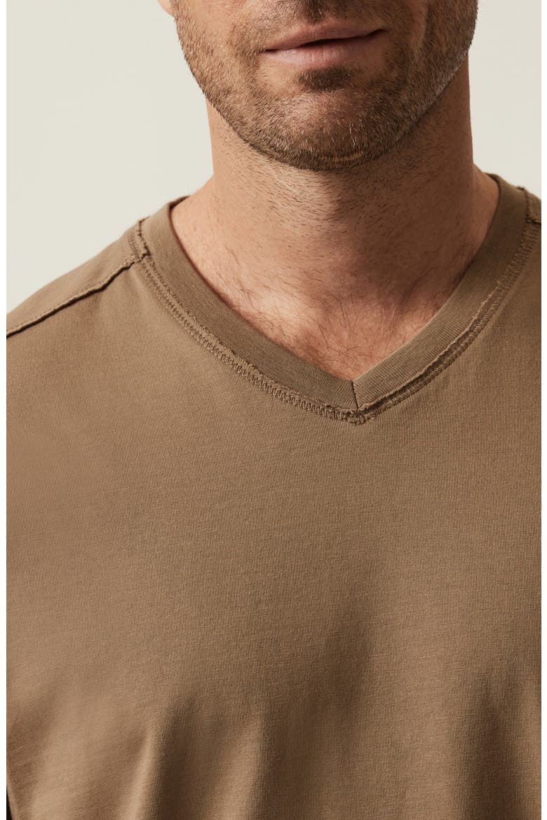 Deconstructed V-Neck Pima Cotton T-Shirt, Alternate, color, SHITAKE