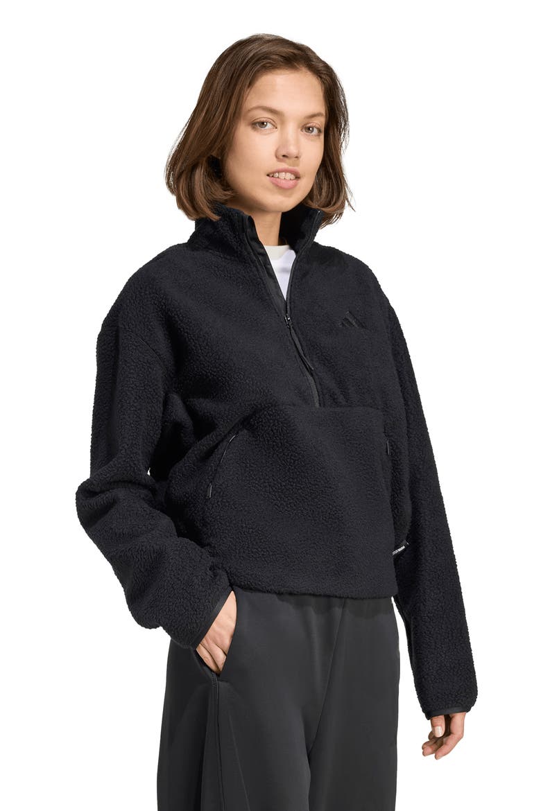 Climawarm High Pile Fleece Half Zip Pullover, Alternate, color, BLACK