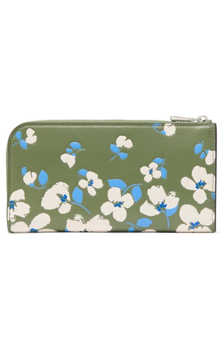 Kate Spade New York devin embossed painterly blooms leather zip wallet, Alternate, color, 