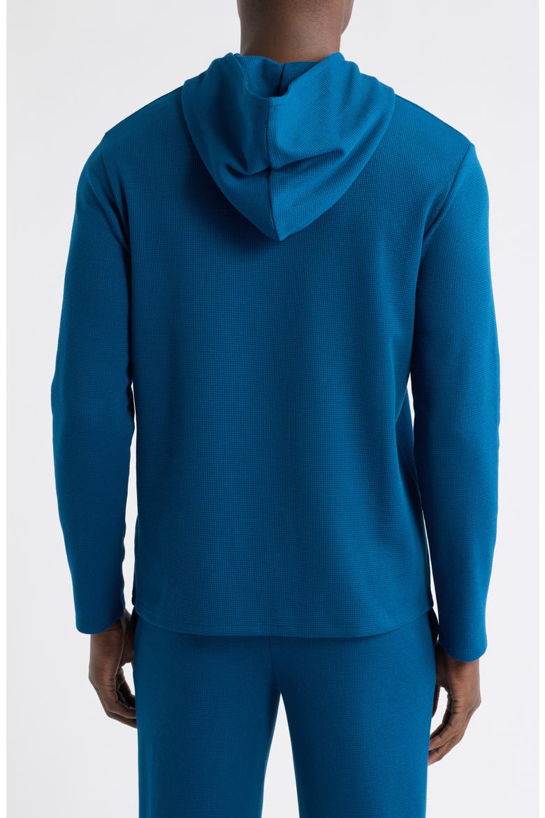 Waffle Knit Hooded Lounge T-Shirt, Alternate, color, TURQUOISE/ AQUA