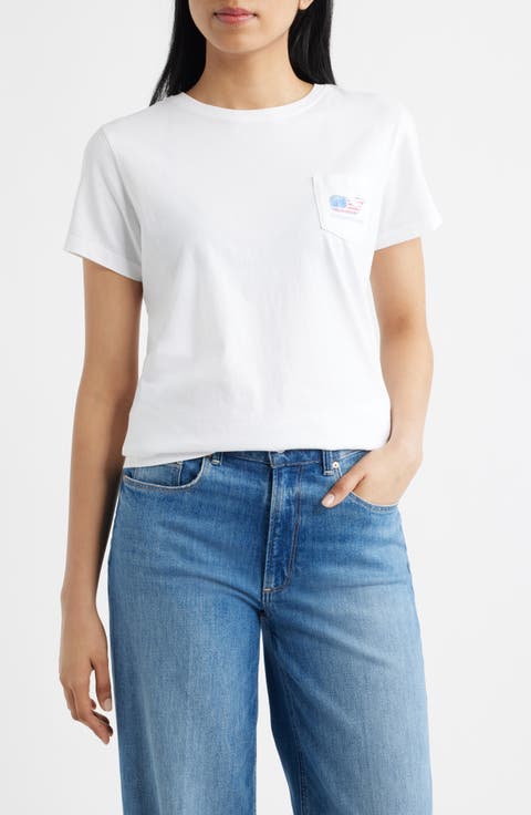 Flag Whale Graphic Pocket T-Shirt