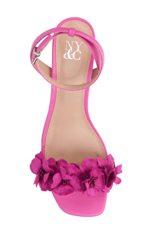 Shop New York And Company Gwendolyn Flower Strap Sandal In Vivid Berry