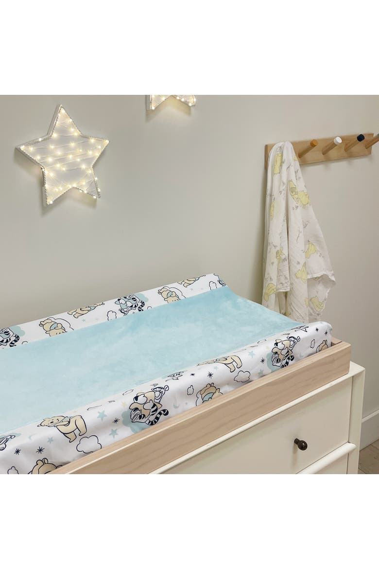 Disney Baby Winnie the Pooh Hugs Soft Minky Changing Pad Cover, Alternate, color, Blue