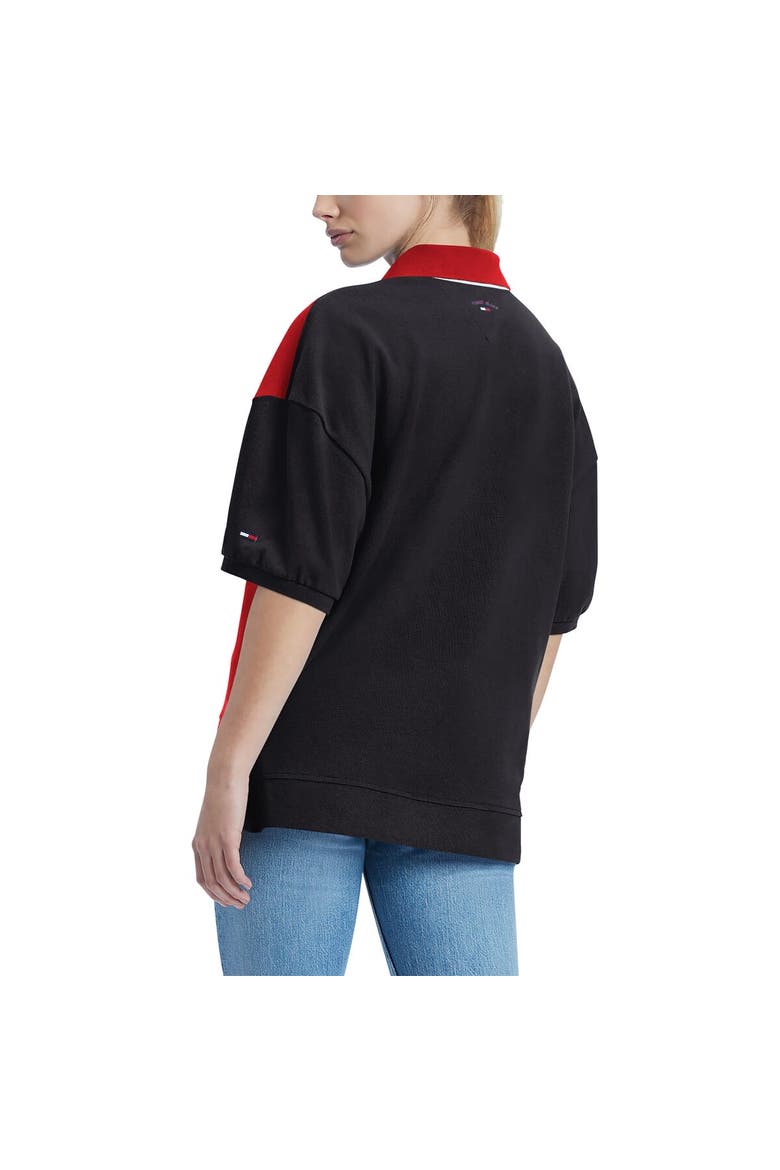 Women's Tommy Jeans Red Chicago Bulls Taya Puff Sleeve Pique Polo Shirt, Alternate, color, Red