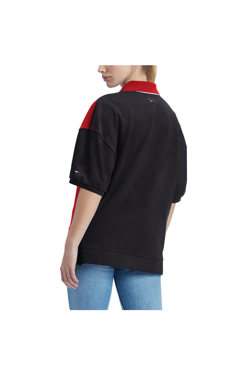 TOMMY JEANS Women's Tommy Jeans Red Chicago Bulls Taya Puff Sleeve Pique Polo Shirt, Alternate, color, Red