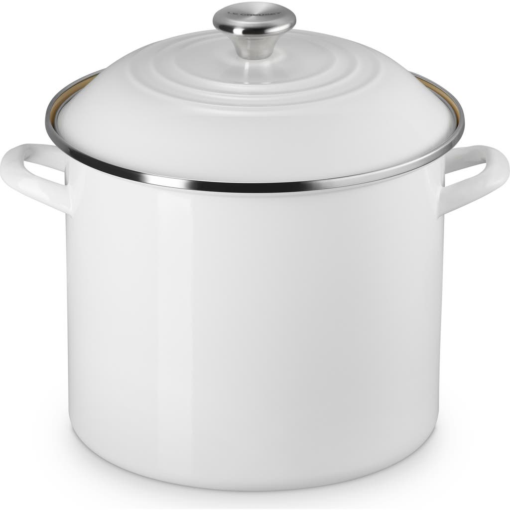 Le Creuset Enameled Stainless Steel Stockpot In White