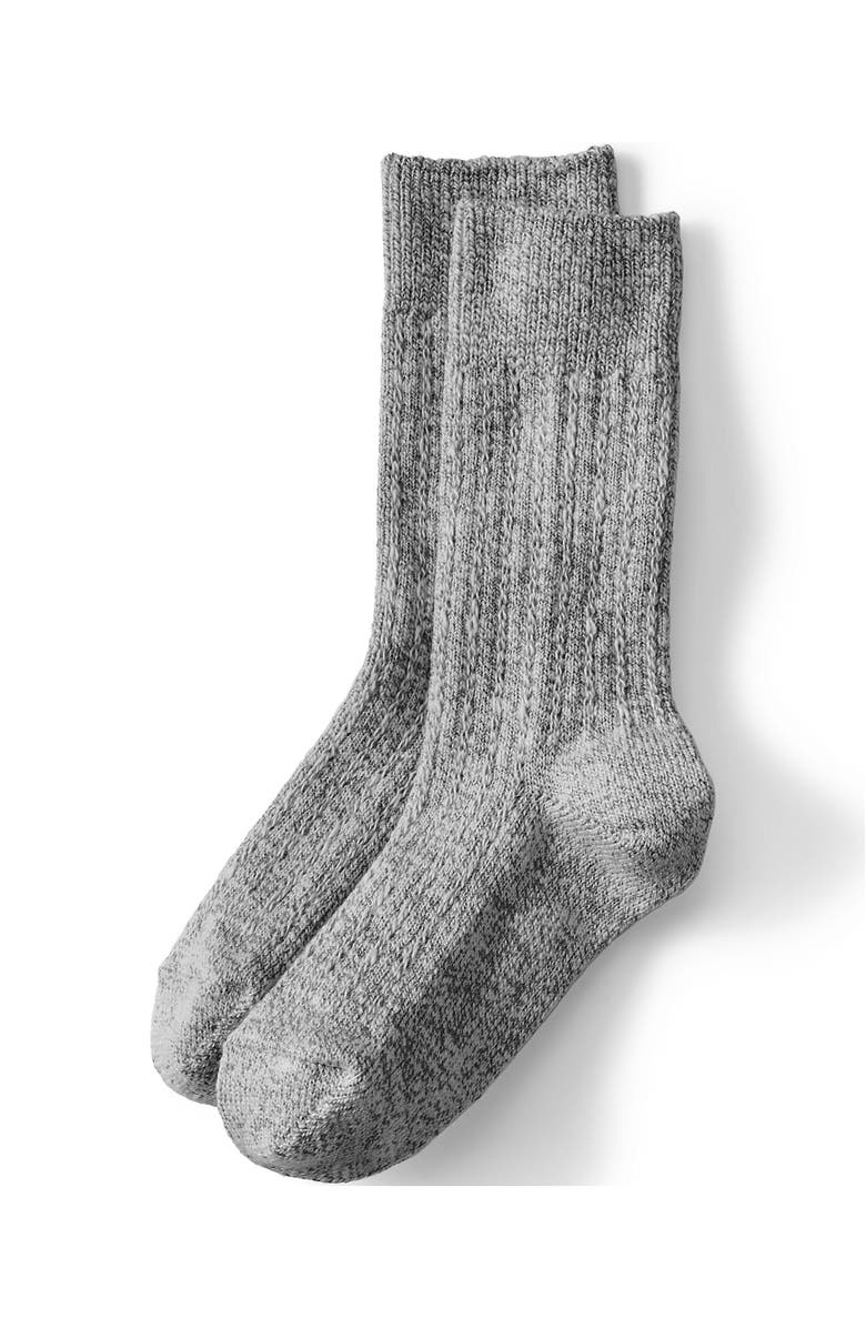 Lands' End Marl Crew Camp Socks, Main, color, Black