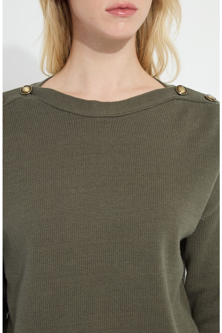 Adelaide Button Trim Sweater, Alternate, color, MOSSWOOD