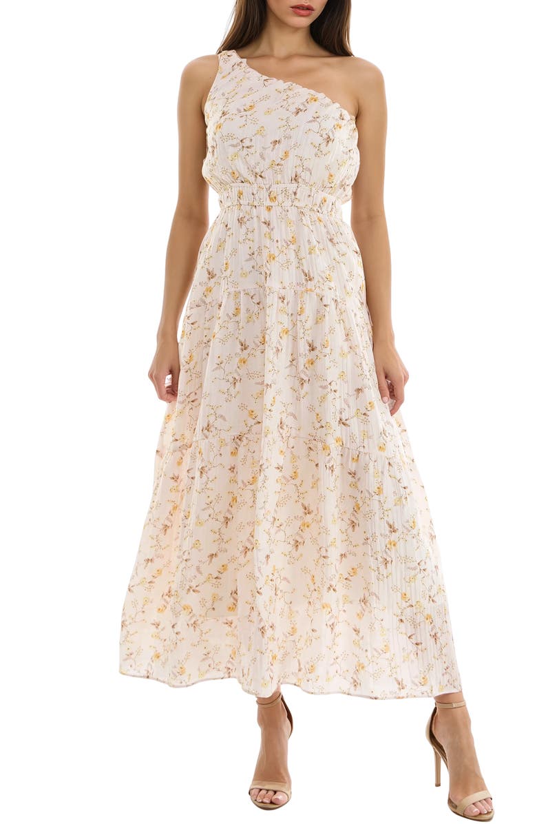 Socialite One-Shoulder Tiered Midi Dress, Main, color,