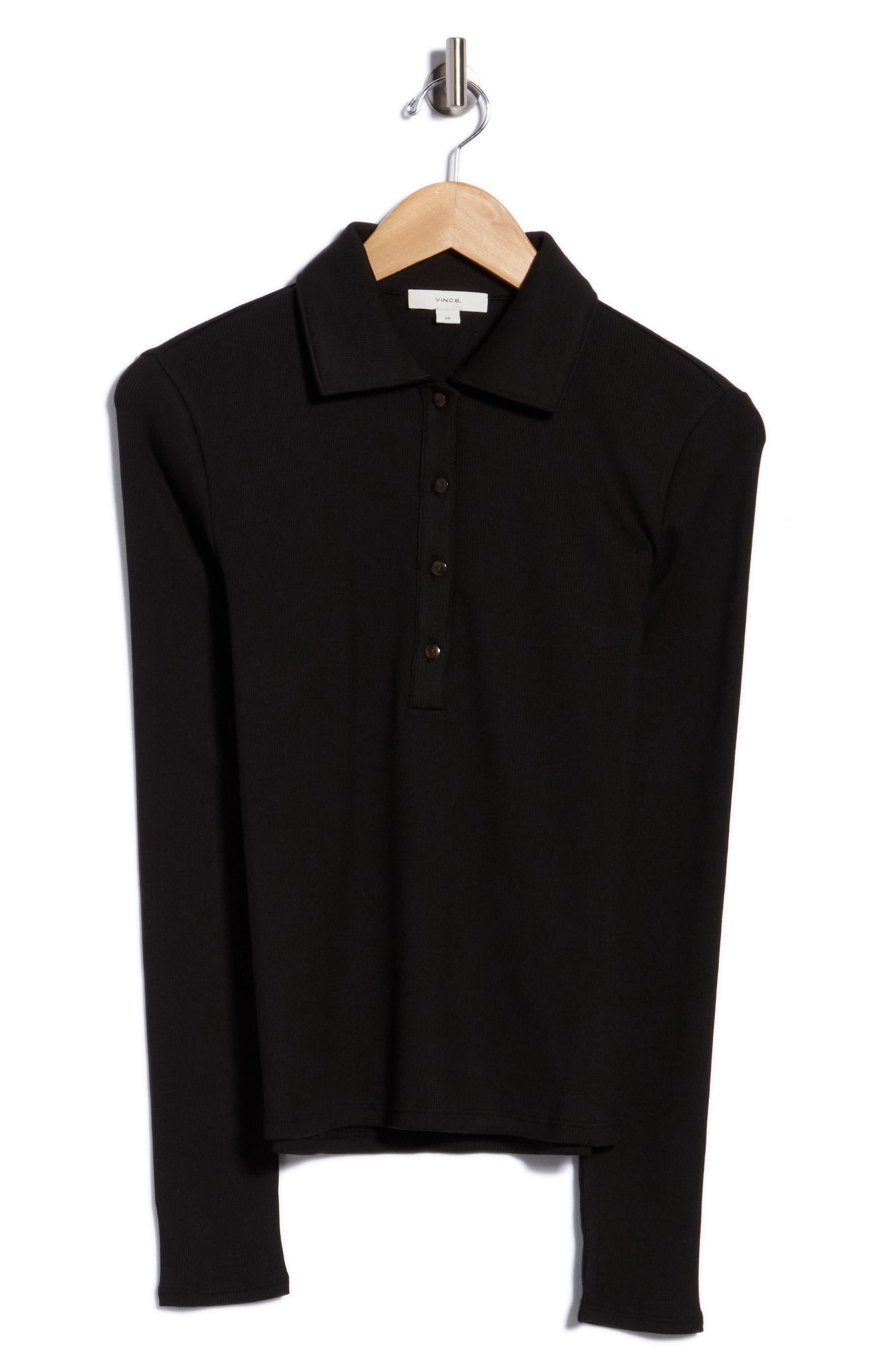 Ribbed Long Sleeve Polo