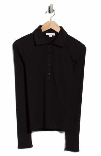 Ribbed Long Sleeve Polo