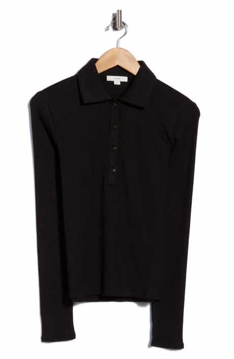 Ribbed Long Sleeve Polo