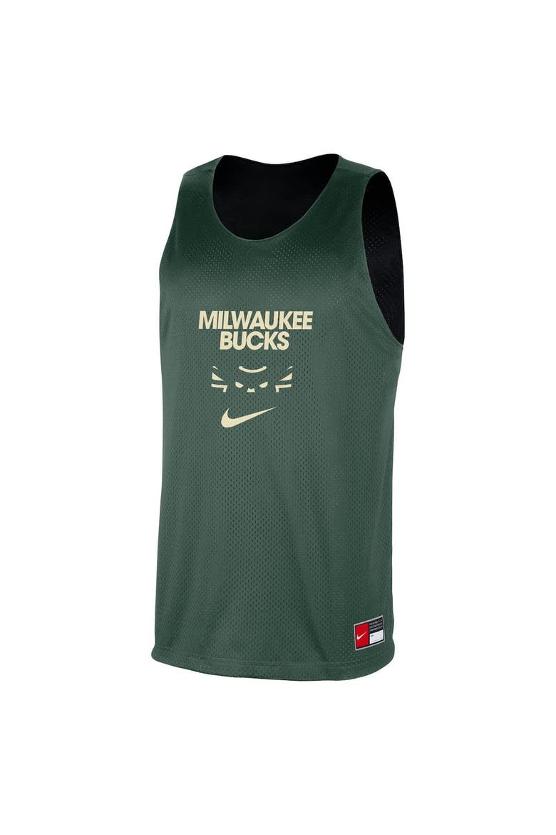 Men's Nike Hunter Green/Black Milwaukee Bucks Courtside Reversible Mesh Practice Jersey, Alternate, color, Hunter Green