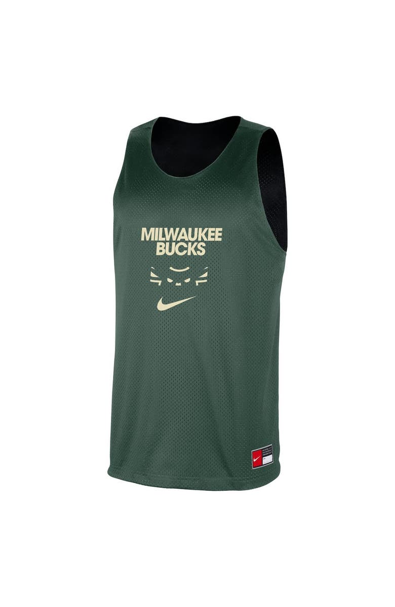 Nike Men's Nike Hunter Green/Black Milwaukee Bucks Courtside Reversible Mesh Practice Jersey, Alternate, color, Hunter Green
