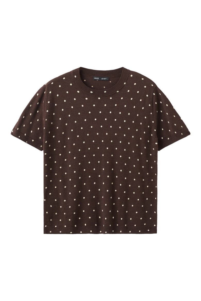 Polka Dot Short Sleeve Sweater, Alternate, color, CHOCOLATE