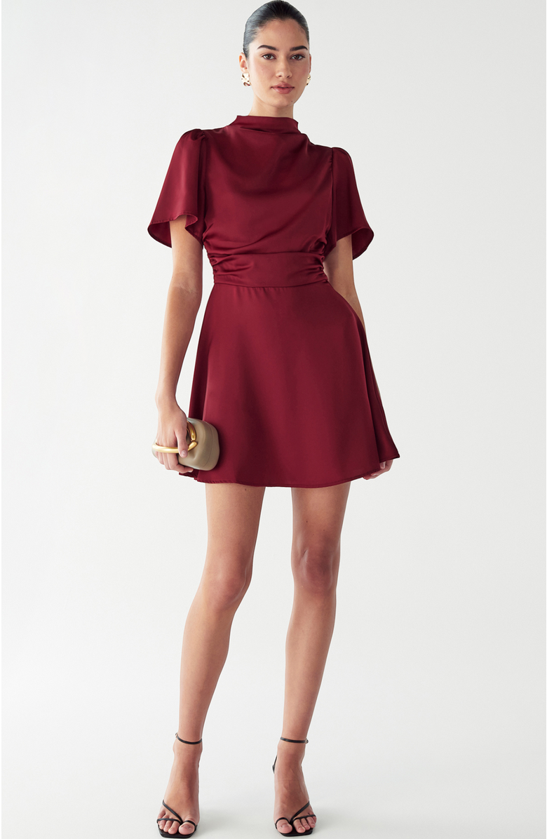 WILLA Saray Mini Dress, Alternate, color, Burgundy