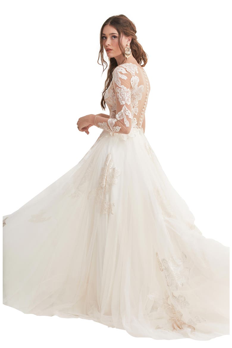Rhapsody Lace & Tulle A-Line Wedding Dress, Alternate, color, BLOOM