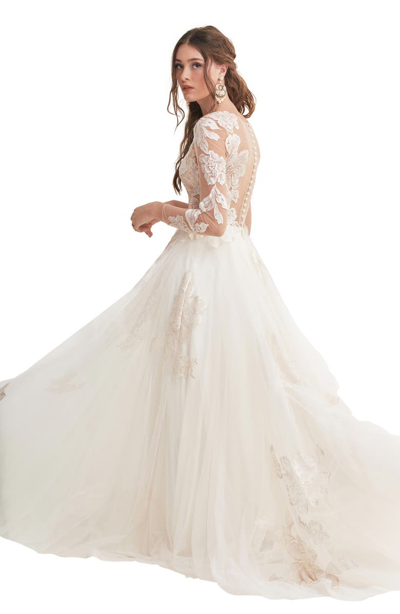 Willowby Rhapsody Lace & Tulle A-Line Wedding Dress, Alternate, color,