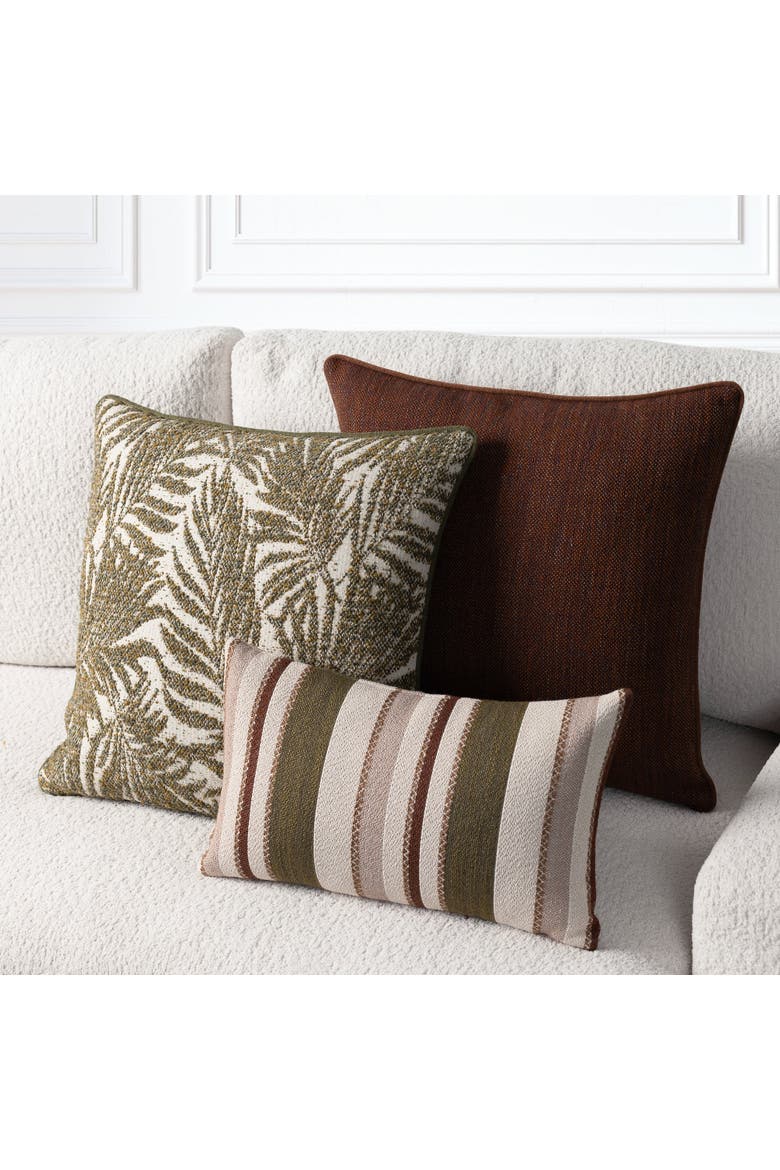 Ember Weave Earth-Toned Dimensional Indoor & Outdoor Woven Accent Pillow & Insert, Alternate, color, Ember