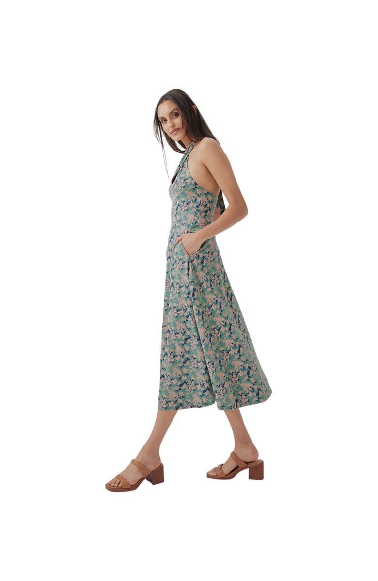 Pact Organic Cotton Fit & Flare Modern Halter Dress, Alternate, color, Shadow Floral Spruce