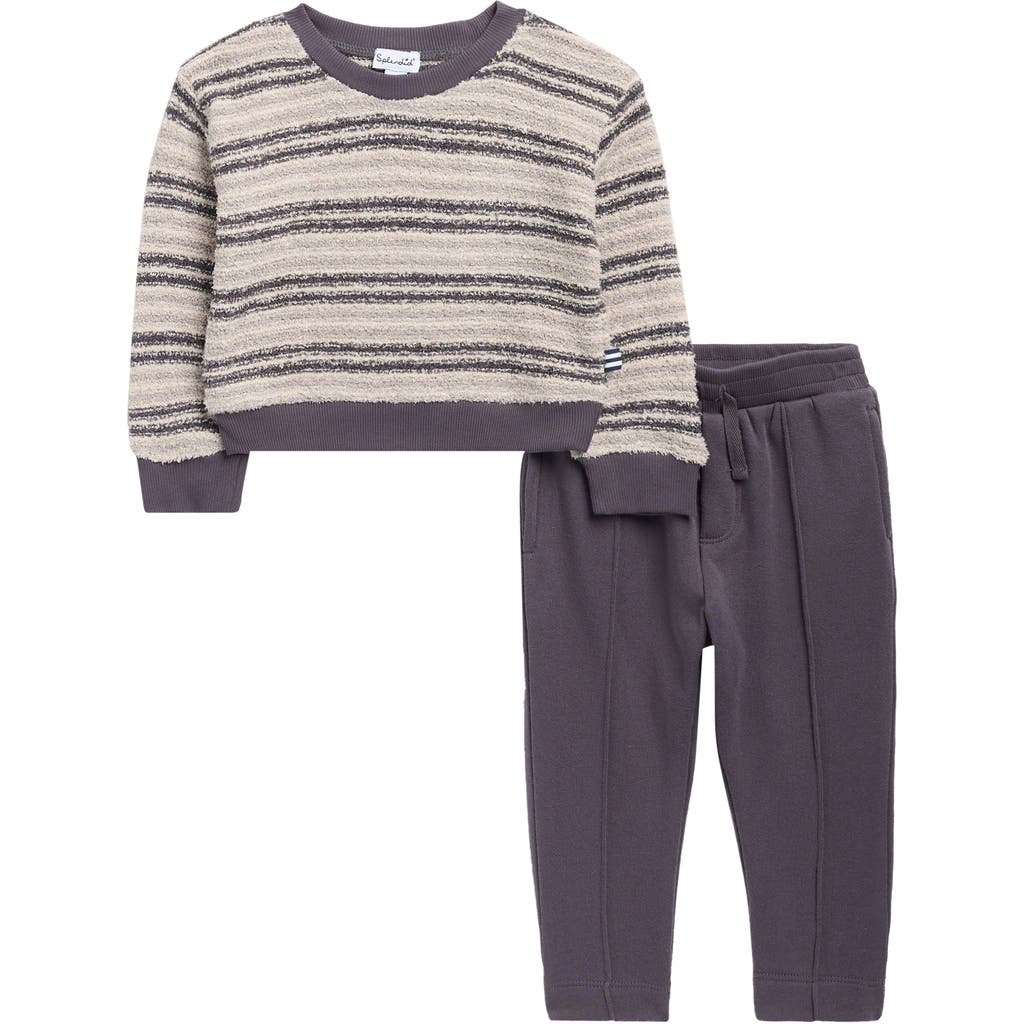 Splendid Babies' Loopy Stripe Sweater & Pants Set In Gray