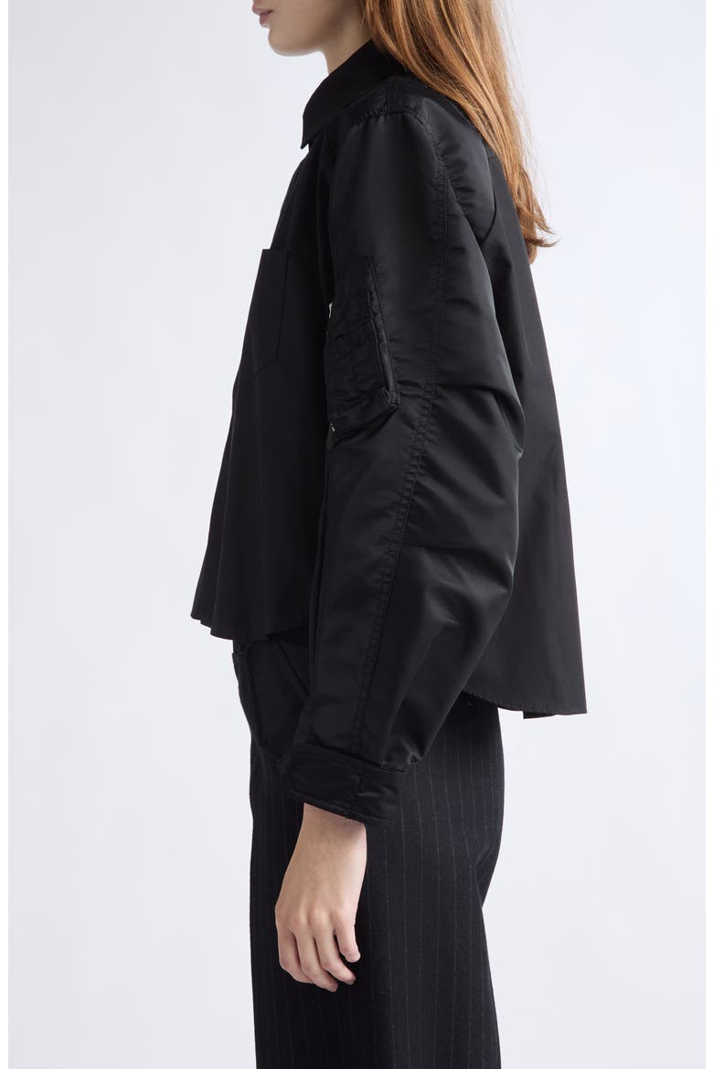 Mixed Media Button-Up Shirt (Nordstrom Exclusive), Alternate, color, BLACK