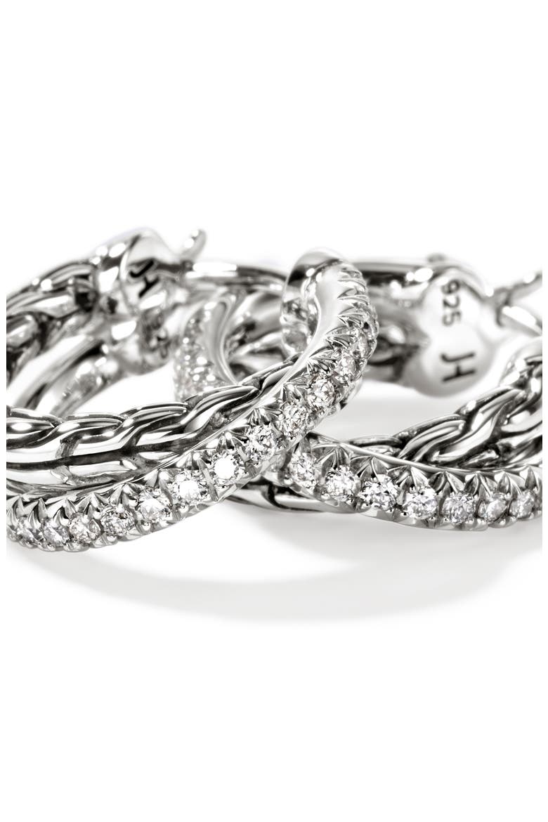 JH Essential Diamond Pavé Crossover Hoop Earrings, 9.5mm, Alternate, color, SILVER/ DIAMONDS