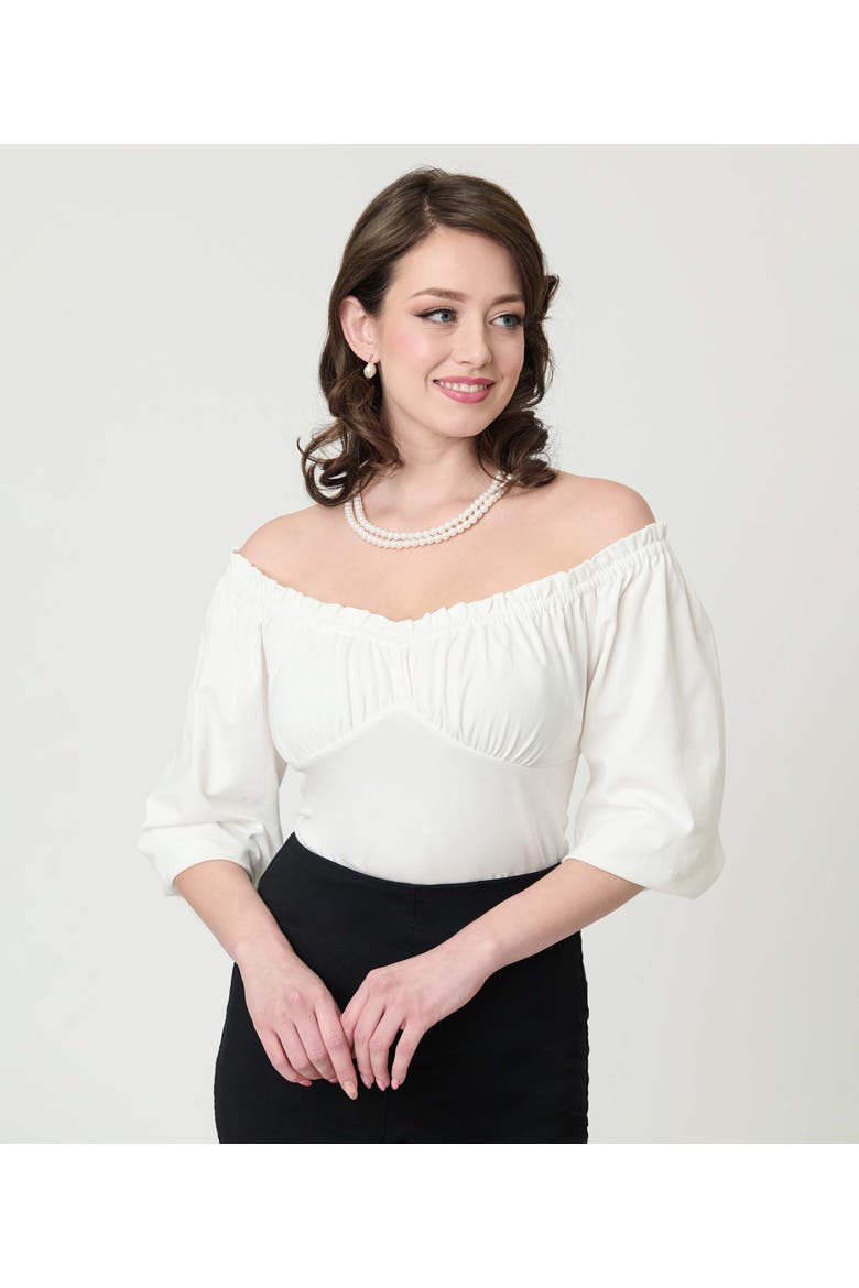 Peasant Sleeve Blouse, Main, color, Solid Ivory