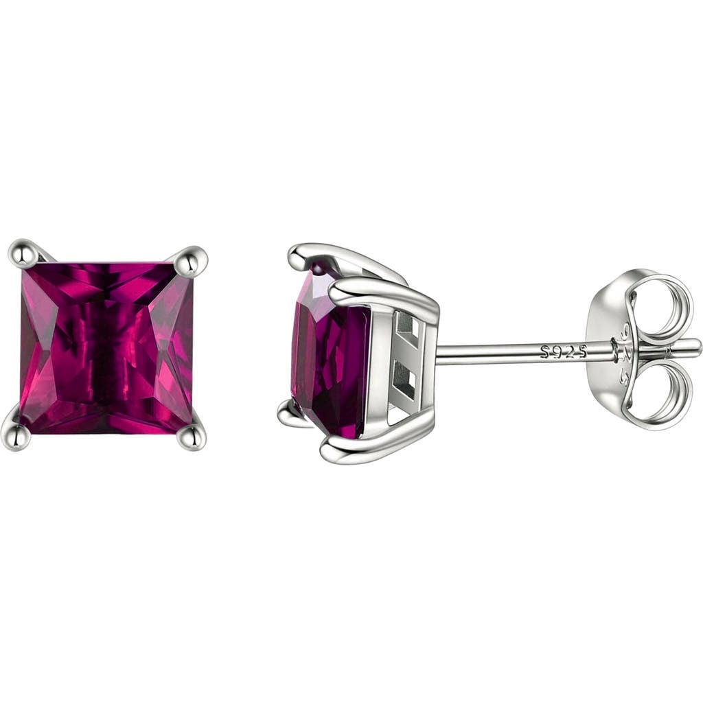 Donatello Gian Sterling Silver Pink Square Studs In Pink