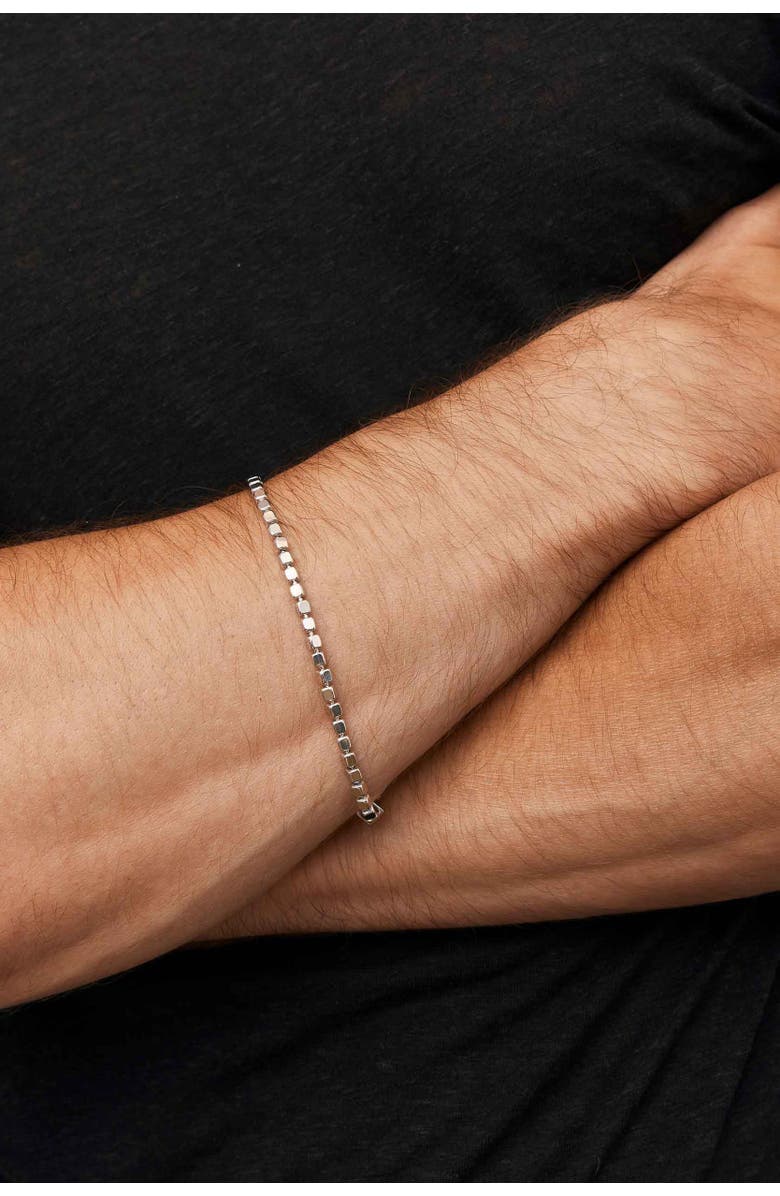 Oradina Sterling Silver Modern Cube Link Bracelet, Alternate, color, Sterling Silver