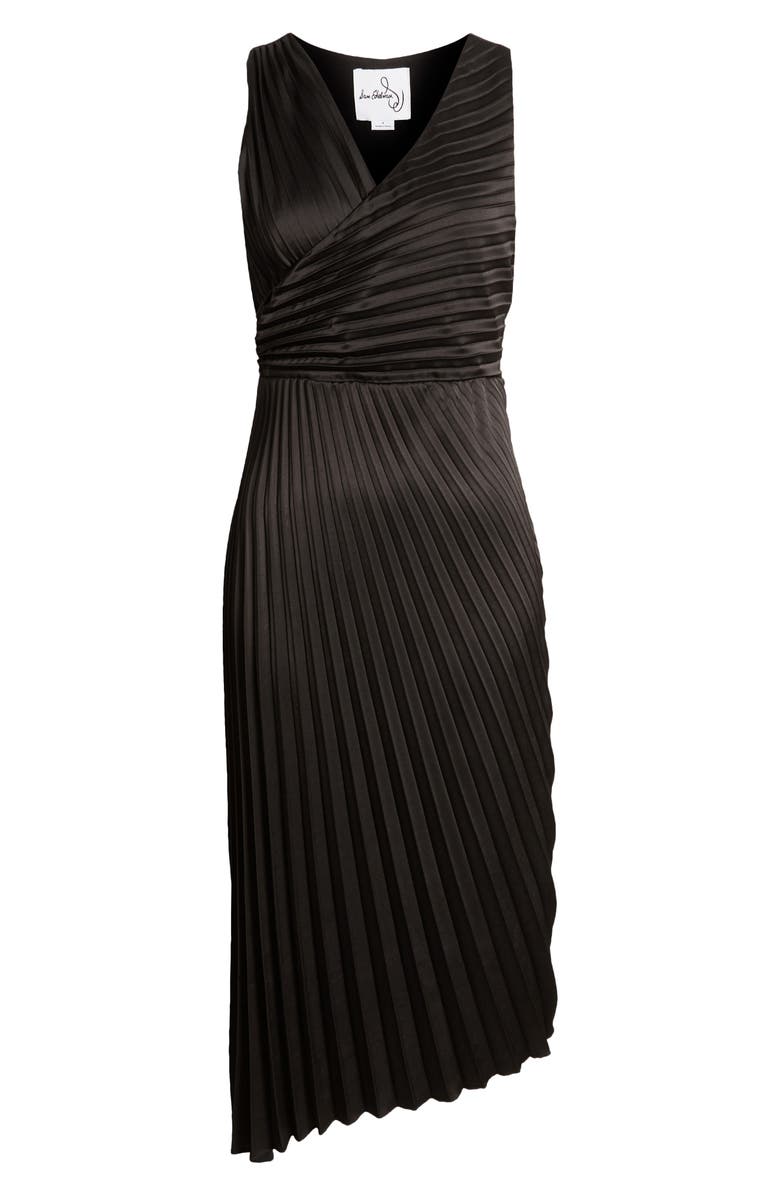 Sam Edelman Pleated Asymmetric Hem Satin Dress, Alternate, color, 