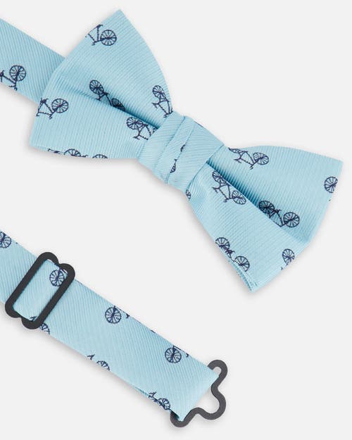 Deux Par Deux Boy's Bow Tie Pale Blue With Bicycle In Blue