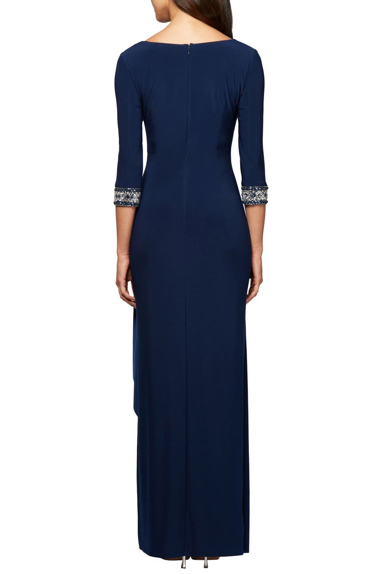 Embellished Side Ruched Gown, Alternate, color, COBALT