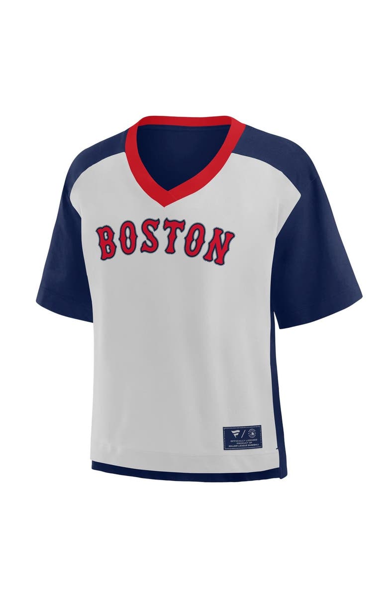 FANATICS Women's Fanatics Navy/Graphite Boston Red Sox Oversized Race To Win V-Neck T-Shirt, Alternate, color, Navy
