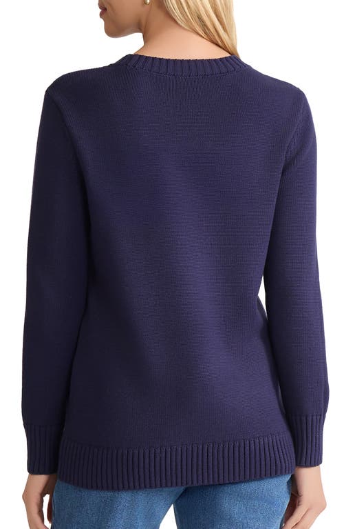 Jones New York Heart Cotton Blend Intarsia Swetaer In Blue