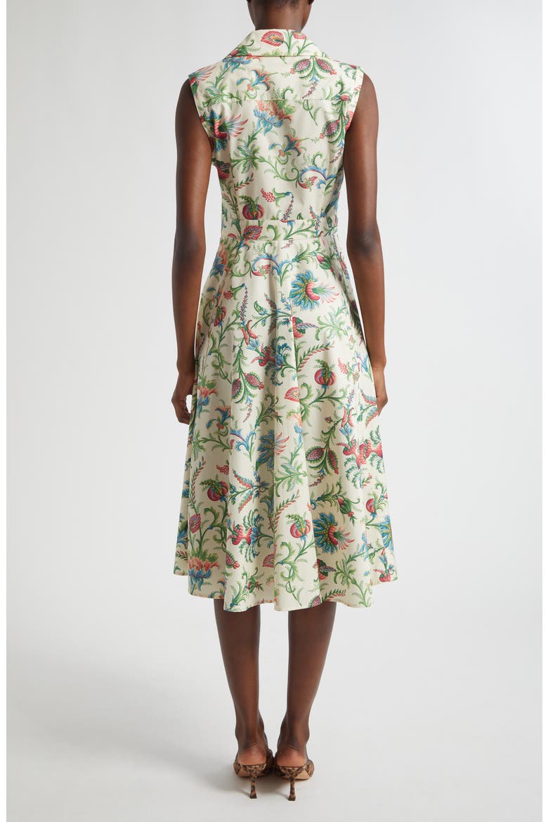 Floral Sleeveless Cotton Midi Dress, Alternate, color, PRINT ON WHITE BASE